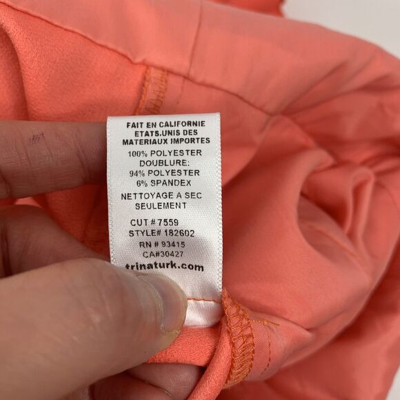 Trina Turk Size 4 Jumpsuit Josephine Coral Ruffle Cold Shoulder Trouser Coral - Picture 11 of 12